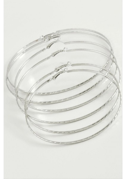 Zincir Desenli Metal Halka Küpe 6 Adet