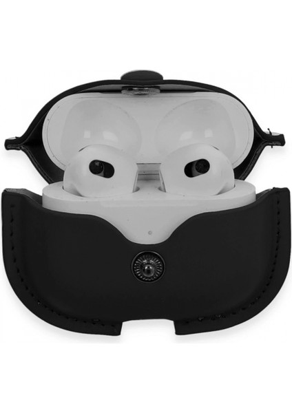 Airpods 3 (3.nesil) Çanta Deri Kılıf - Siyah modelleri