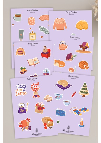 Cozy Temalı Sticker Seti - 6 Adet / Ajanda, Defter,bullet Journal,scrapbook