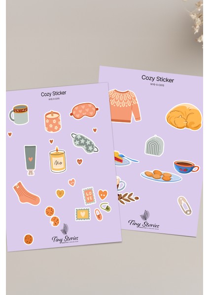 Cozy Temalı Sticker Seti - 6 Adet / Ajanda, Defter,bullet Journal,scrapbook modelleri