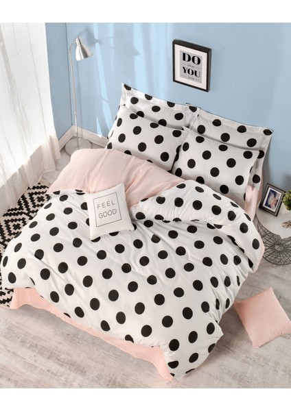 Kolay Ütülenir Nevresim Takımı Çift Kişilik Beyaz-Somon Mixpuan fırsatları