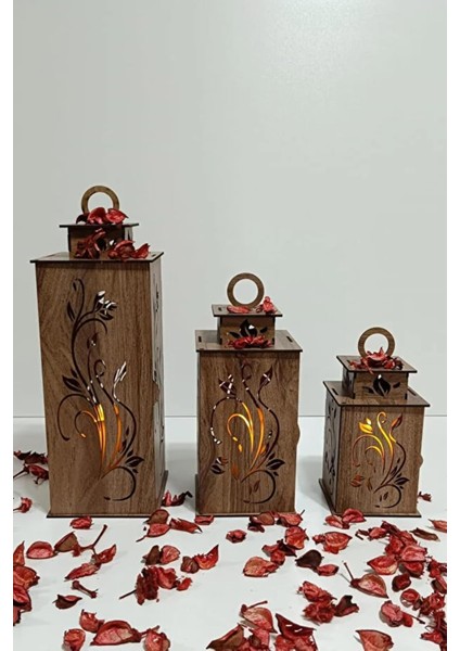 Ahşap Dekoratif Mumluk Kahverengi 2