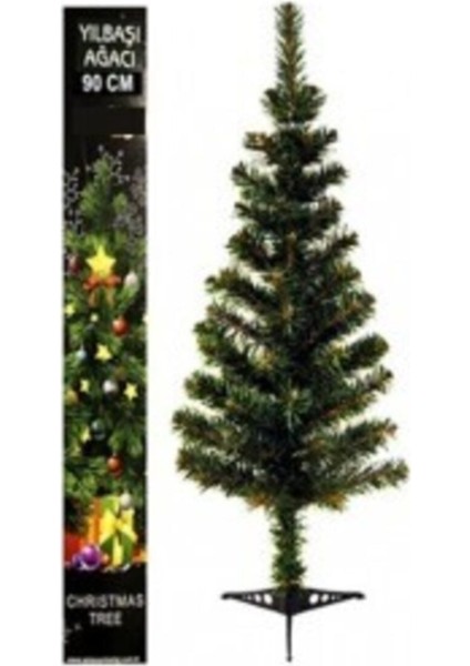 Yılbaşı Çam Ağacı Kutulu 90 cm 75 Dal, Yeşil Renk, Doğal Görünüm, Dekoratif Süsleme.