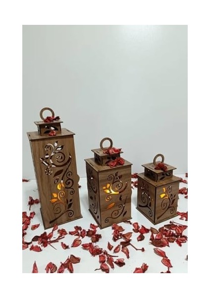 Ahşap Dekoratif Mumluk Kahverengi 1 modelleri