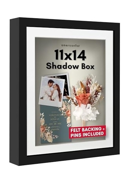 Americanflat 11X14 Gölge Kutusu Çerçeve Siyah 9X12 Mat ve Yumuşak Arka - Duvar Veya Masa Üstü Ekran Için Tasarlanmış Ahşap ve Kırılmaya Dayanıklı Camlı Büyük Gölge Kutusu Çerçevesi modelleri