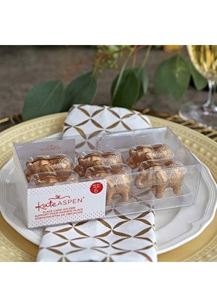 Aspen Yer Kartı Tutucu, Altın Fil Motifli, Fotoğraf Tutucu, Parti Aksesuarı, Düğün Dekorasyonu (6 Adet)