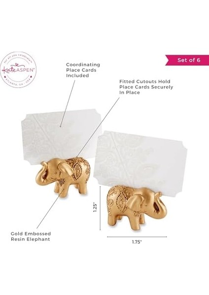 Aspen Yer Kartı Tutucu, Altın Fil Motifli, Fotoğraf Tutucu, Parti Aksesuarı, Düğün Dekorasyonu (6 Adet) modelleri