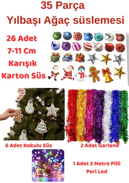 Yeşil 90 cm Yılbaşı Çam Ağacı, Sallanmaz, Plastik Ayaklı, Süsleme Seti ve Işık Hediyesi fiyatları