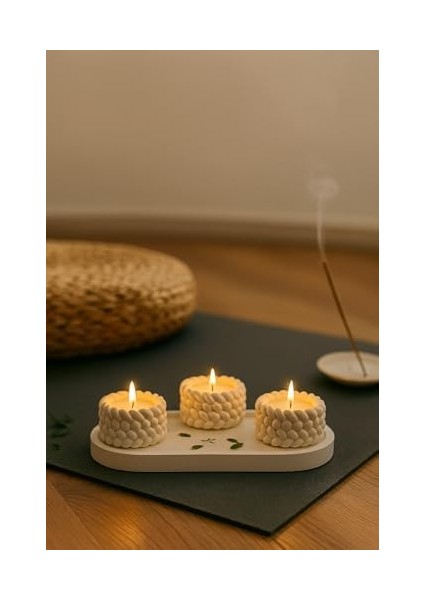 Örgü Desenli 3’lü El Yapımı Mumluk Seti – Tealight Uyumlu Modern & Doğal Dekoratif Aksesuar + Tealight Mum Hediyeli modelleri