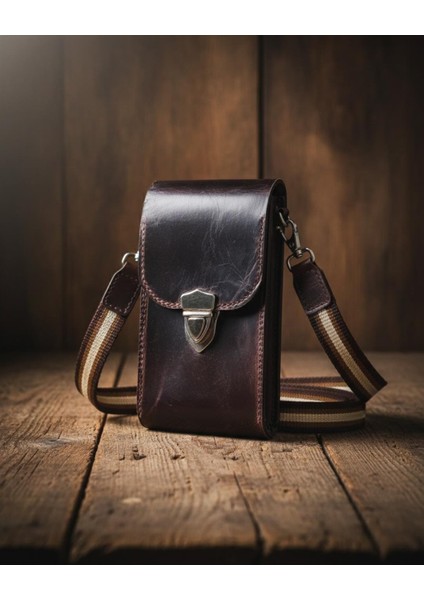 El Yapımı Hakiki Deri Telefon ve Mini Çapraz Çanta (9.5X17X5 Cm)