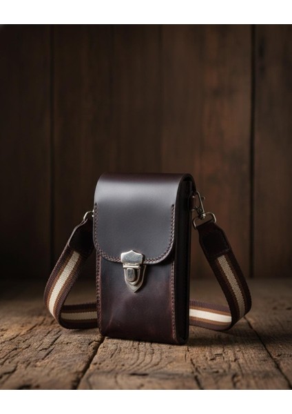 El Yapımı Hakiki Deri Telefon ve Mini Çapraz Çanta (9.5X17X5 Cm)