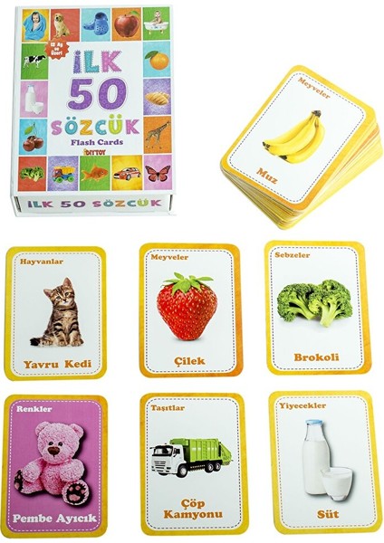 Dıy Toy Ilk 50 Sözcük Bebek Eğitici Oyuncak Flash Cards fiyatları