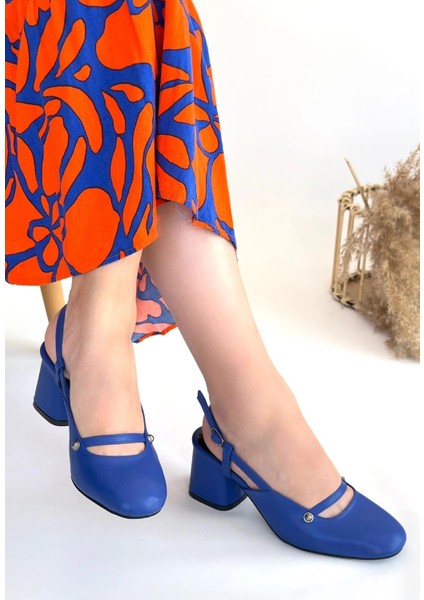 Jecci Mavi Cilt Topuklu Ayakkabı fiyatları
