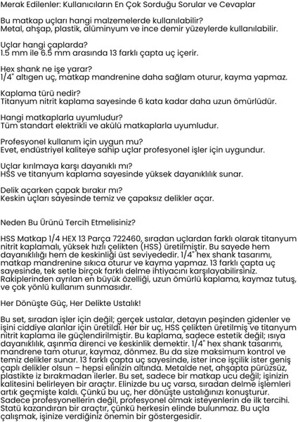 Hss Matkap Ucu 1/4 Hex 13 Parça Hss Tungsten Karbür Matkap Uç 1.5-6.5mm Titanyum 722460