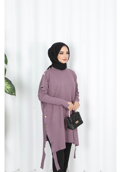 Düğme Detaylı Merserize Tunik modelleri