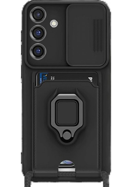 Ieg Samsung Galaxy S25 Plus Kılıf Zuma Kartvizitli Yüzüklü Silikon - Siyah