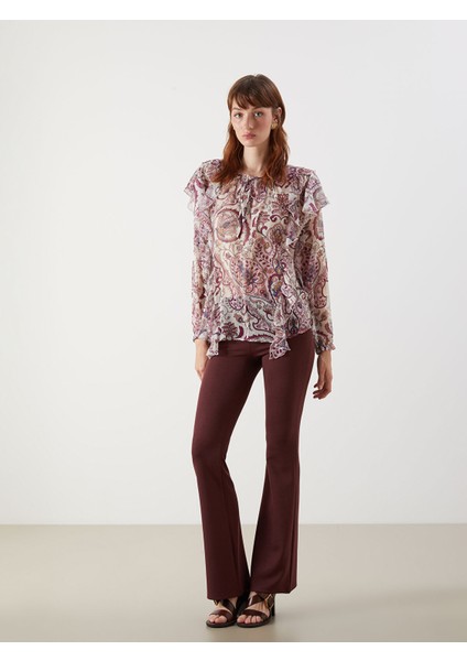 Yeni Sezon Bağlamalı Yaka Desenli Bluz fiyatları