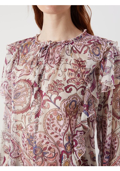 Yeni Sezon Bağlamalı Yaka Desenli Bluz modelleri