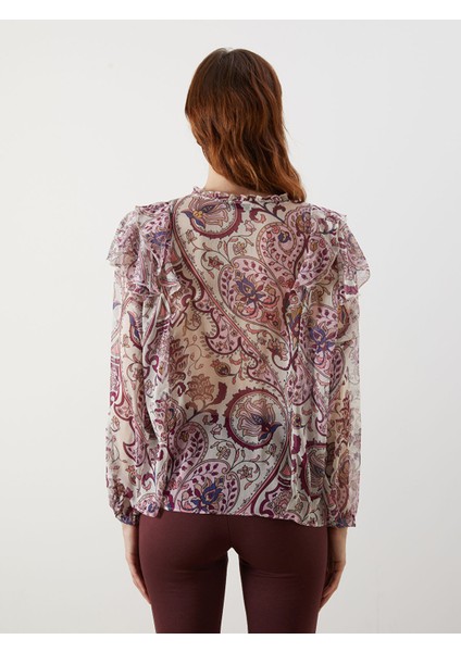 Yeni Sezon Bağlamalı Yaka Desenli Bluz fırsatları