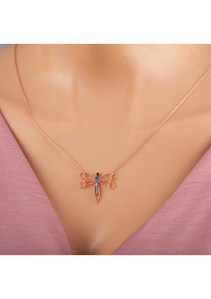 925 Ayar Gümüş Rose Yusufçuk Kadın Gümüş Kolye T7378 (972972)