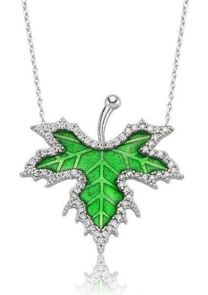 925 Ayar Gümüş Ilkbahar Çınar Yaprağı Kadın Gümüş Kolye PT2610149 (972972)