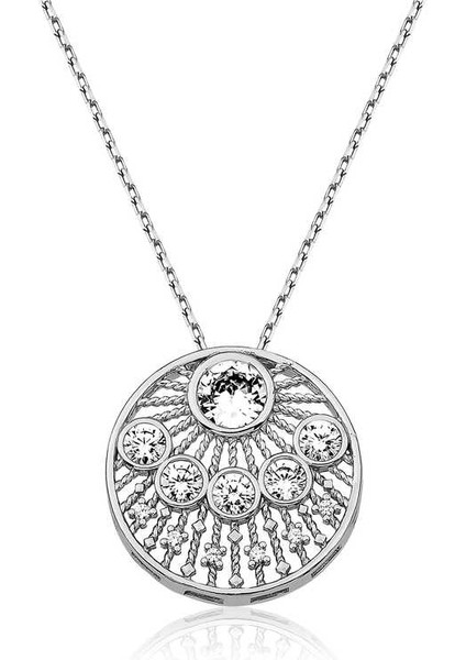 925 Ayar Gümüş Etnik Desenli Kadın Gümüş Kolye T4890 (972972)