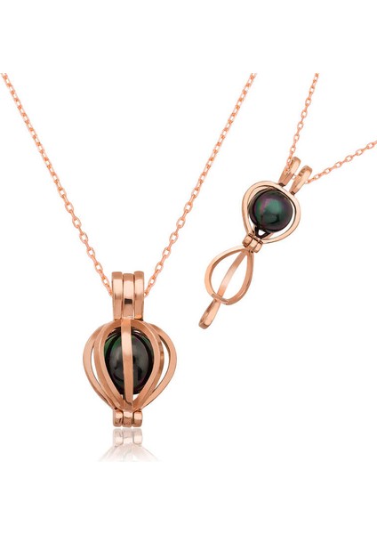 925 Ayar Gümüş Siyah Inci Kadın Gümüş Kolye PT26109179 (972972)