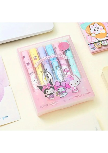6'lı Fosforlu Kalem Seti - Sanrio Karakterleri, Kuromi, Hello Kitty fiyatları