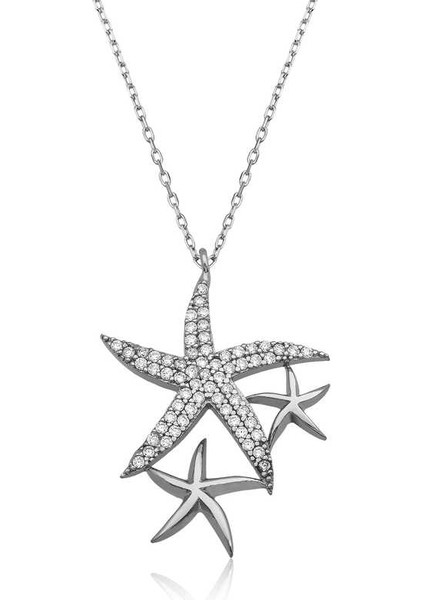 ​925 Ayar Gümüş Beyaz Deniz Yıldızları Kolye T3952 (972972)