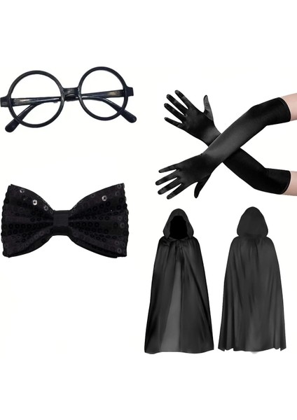Bfs Siyah Kapüşonlu Büyücü ve Cadı Pelerin Kostüm Seti (4 Parça) fiyatları