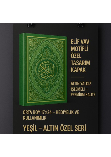 Kuranı Kerim Orta Boy Yeşil Renk 17X24 cm Renkli Kuranı Kerim Kolay Okunabilen fiyatları