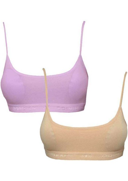 Pedli Ip Askılı Pembe ve Ten Rengi Büstiyer 2 Adet