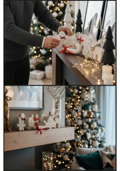 Dekoratif Beton Yılbaşı Setleri, Yeni Yıl Dekoru, Figür, Biblo, Obje, Yılbaşı Ağacı Süsü fırsatları