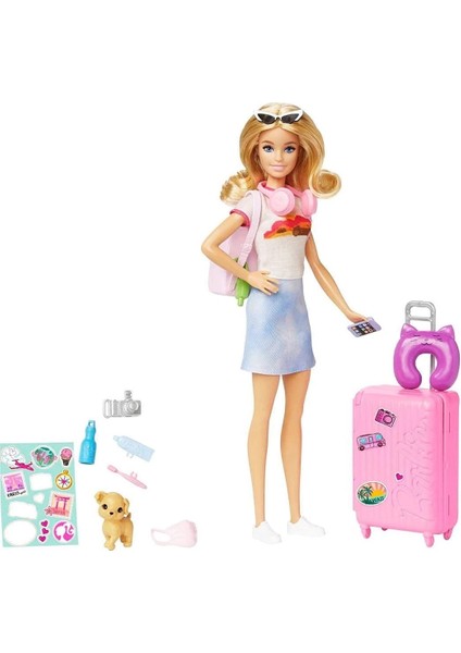 HJY18 Barbie Seyahatte Bebeği ve Aksesuarları fırsatları