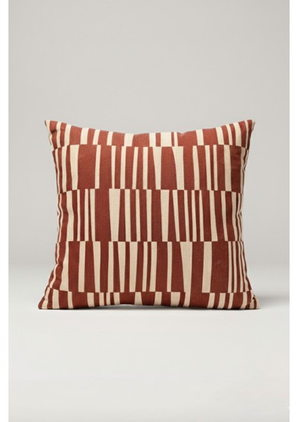 Ritmik Çizgiler – Bordo Soyut Desenli Kırlent Kılıfı 45X45 cm