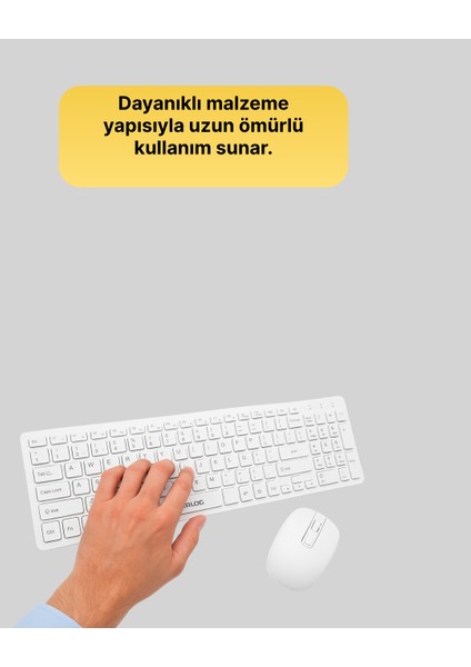 Ergonomik Kablosuz Klavye Mouse Takımı - Tam Boy Sessiz ve Güvenilir modelleri