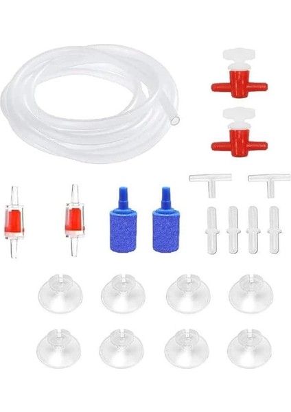 Akvaryum Hava Motoru Seti - 5 Metre Hava Hortumu ve Yedek Parçalar