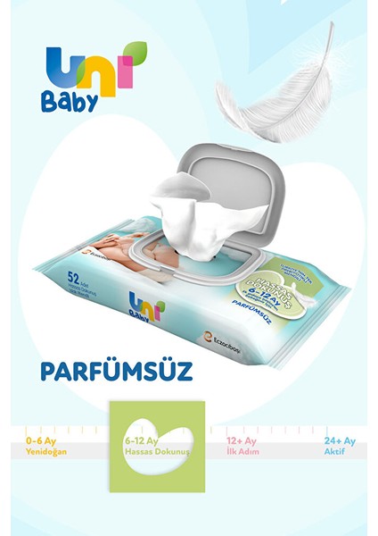 Hassas Dokunuş Bebek Islak Mendil 6-12 Ay 12X52 Adet (5 Adet) modelleri