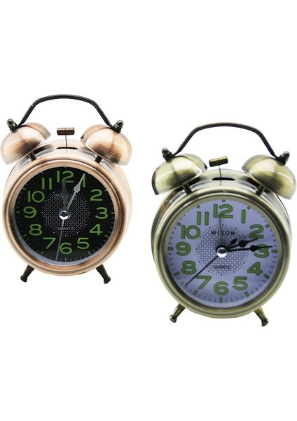 Küçük Masa Çalar Saat Pilli Fosforlu Rakamlar Çap: 7.3cm (5224)
