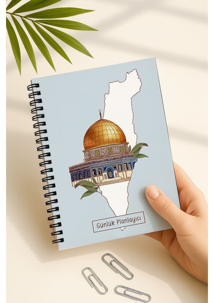 Günlük Planlayıcı A5 Defter, Notlar, Yapılacaklar, Esnek Karton Kapaklı, 100 Günlük, Kudüs'lü