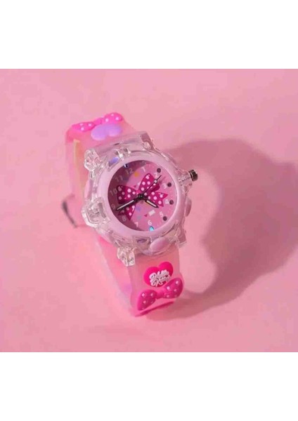 Yeni Moda Fiyonk Desenli Işıklı Kuvars Kol Saati