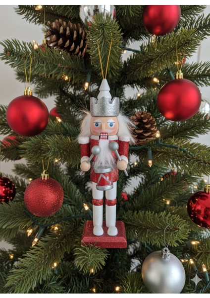 13CM Renkli Kurşun Asker Yılbaşı Süsü, Kırmızı Şapka ve Köstüm Detaylarıyla