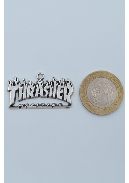 Thrasher Magazine Gümüş Kaplama Kolye Ucu modelleri