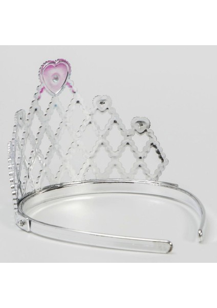 Fuşya Kalpli Gümüş Renk Kraliçe Tacı Prenses Tacı fiyatları
