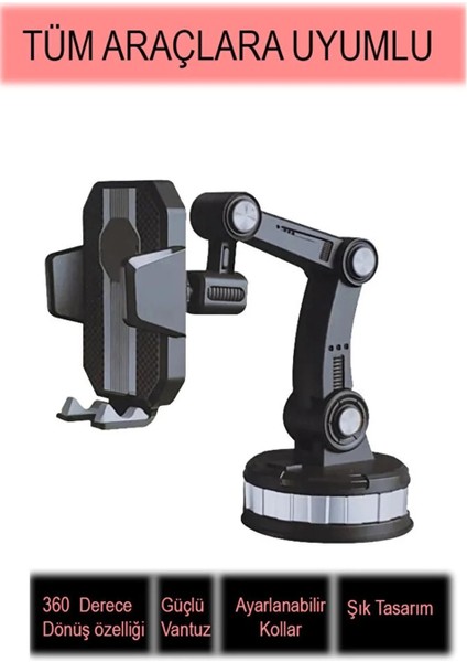 Egonex 360 Derece Dönebilen Ayarlanabilir Araç Içi Vantuzlu Telefon Tutucu