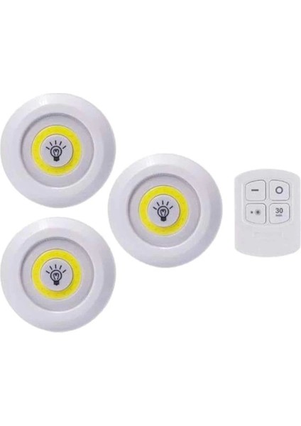 LED Lamba 3'lü Uzaktan Kumandalı Yapışkanlı modelleri