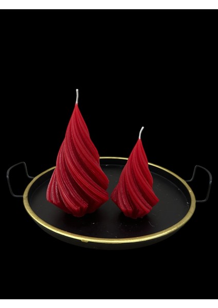 Yılbaşı Temalı Kırmızı Çam Ağacı Mum Seti, Şıklık ve Sıcaklık Katacak 2'li Paket