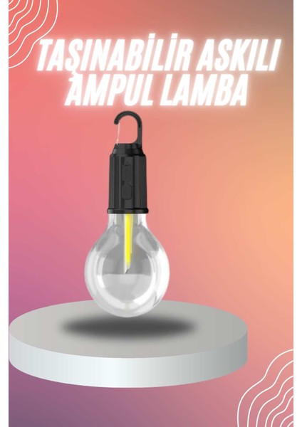Şarjlı Dekoratif Kamp Lambası Askılı Ampul LED Işık Type-C Girişli