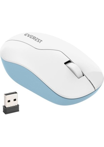 Everest SMW-973 USB Beyaz-Mavi 2.4ghz 1200DPI Optik Mouse 5 Metre Menzilli