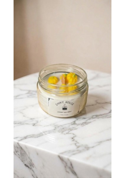 Papaya Kokulu Aromaterapi Mum %100 Doğal Soya Wax, Ahşap Fitilli, El Yapımı Dekoratif Mum indirimleri